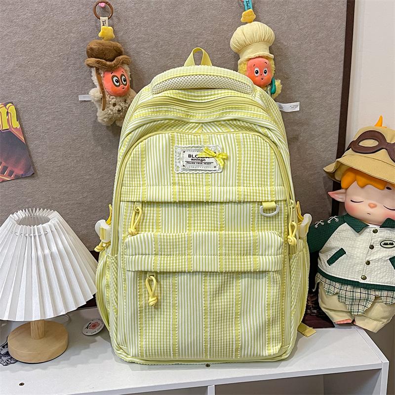 Plaid Backpack Student Class Commuter Schoolbag Women's Lightweight Multi-Compartment Large Capacity Backpack