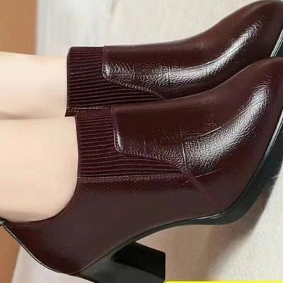 Women's Middle Heel Pointed Toe Work Shoes Comfortable Thick Solid Color Casual Single Shoes Spring/Autumn Fashion Sexy