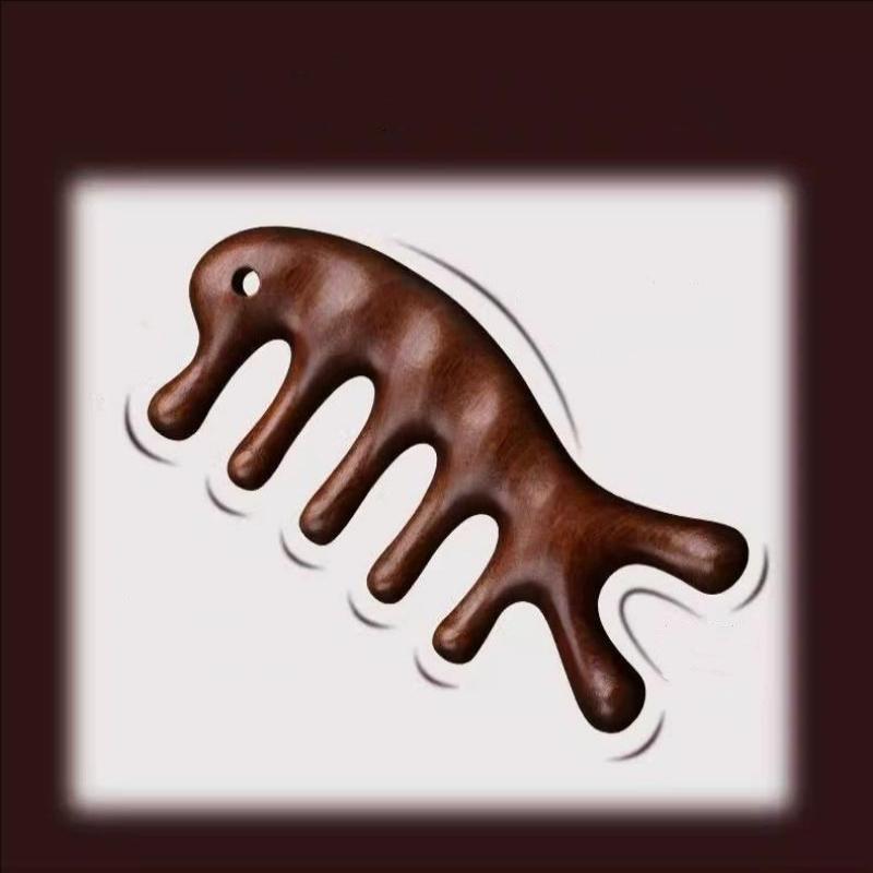 Gua Sha Tool for Face & Body Christmas Gifts for Women Mon 4 in 1 Sandalwood Comb Jaw Lifting Nose Sculpting Head Massage Comb