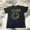 Nirvana Grunge Vintage Y2K Qunisex T-Shirt Sz M Black Smiley Face Grunge Rock Music