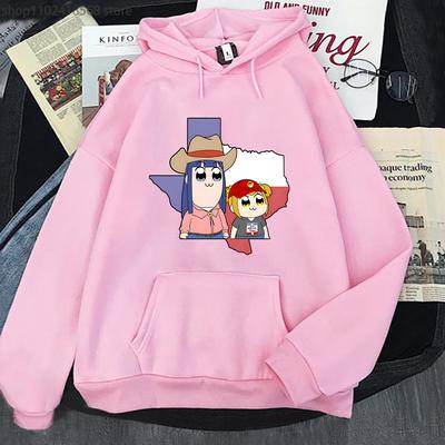 Rajzfilmnyomat Pop Team Epic kapucnis kapucnis Pipimi és Popuko Grafikus pulóver Hip Hop pulóver Női utcai viselet Harajuku uniszex kapucnis