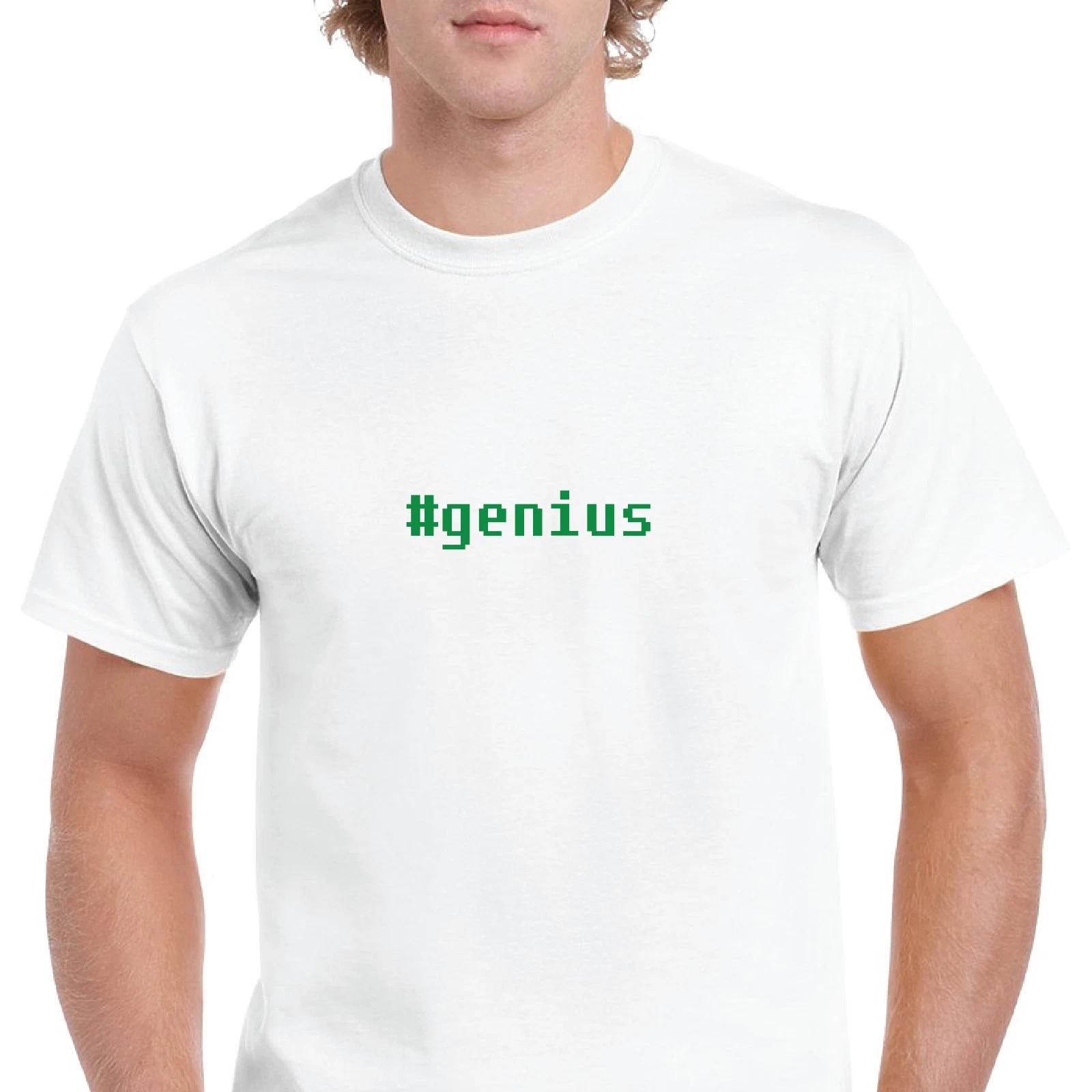 

#genius Genius Retro Computer Font White Green Solid Cotton T-Shirt S-5XL L