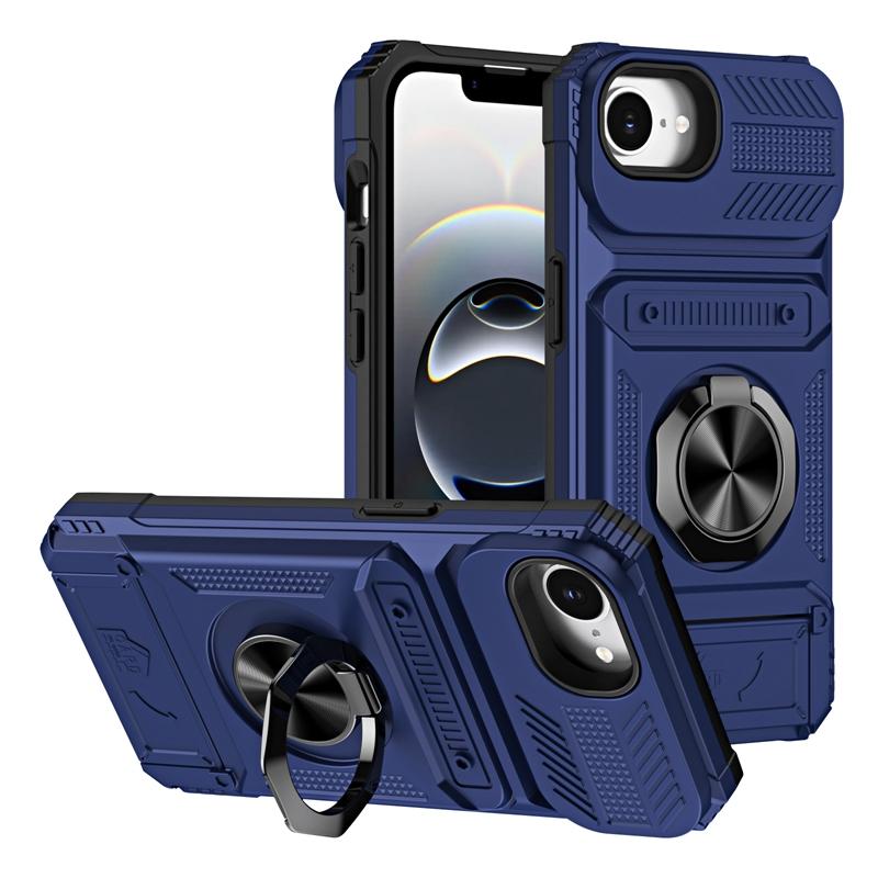 Magnetic Car Holder Ring Shockproof Armor With Card Slot Case For 17e 16e 17 Air 16 15 14 13 Pro Max Plus Back Cover