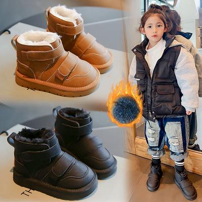 Korean Casual Simple Children's Snow Boots New Winter Girls Piled Thickened Cotton Shoes Waterproof Soft Sole Cotton