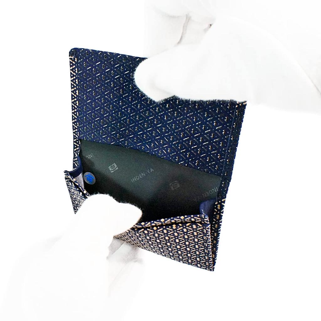 Inden Visitenkartenetui Große Kapazität Hirschleder Ihori Kürbismuster Marineblau x Schwarzer Lack x Weißer Lack 8205 [Indenya]