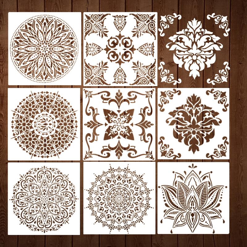 Набор трафаретов Мандала из 8 предметов - Многоразовый и моющийся для стен и полов