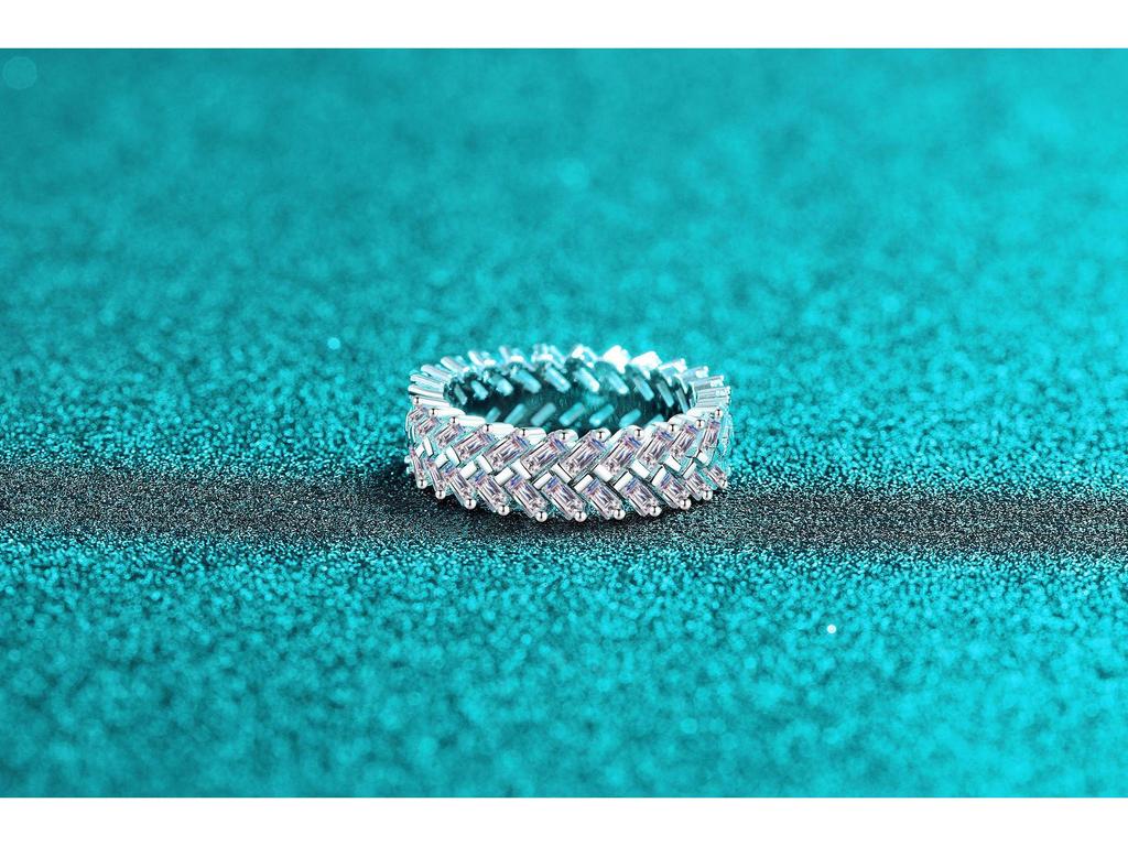 S925 Sterling Silver Moissanite Ring for Women - Elegant Rectangular Stackable High-End Fashion Style