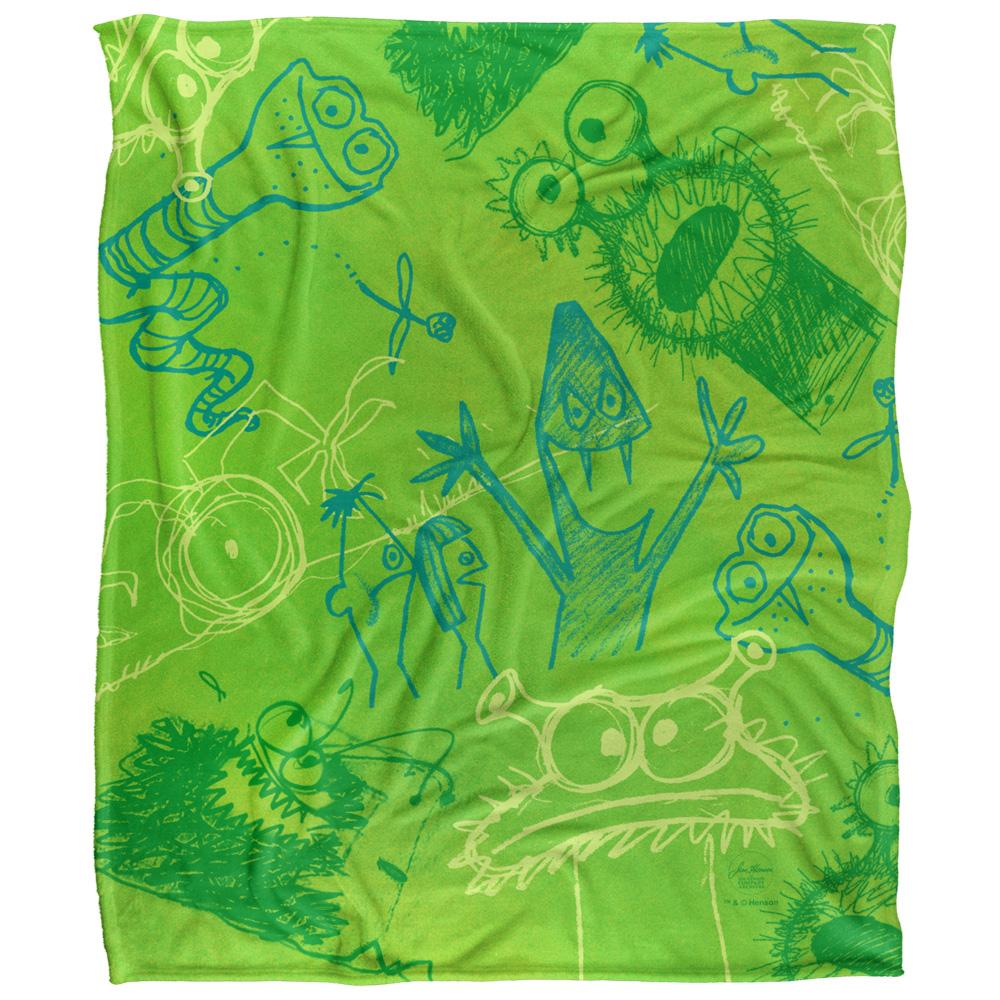Jim Henson Signature Collection Green Monsters Silky Supersoft Blanket