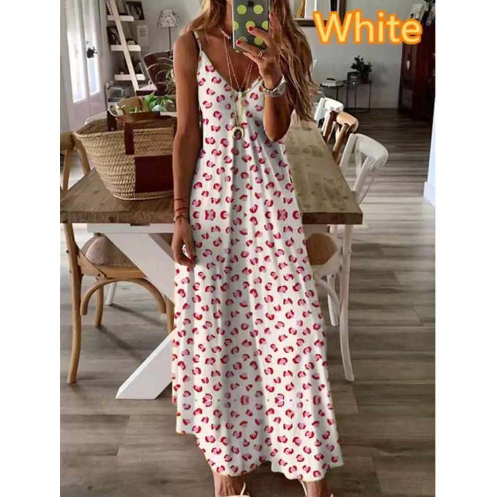 IHUASU Spring Summer Women's Dress Slimming Long Floral Slip Dress