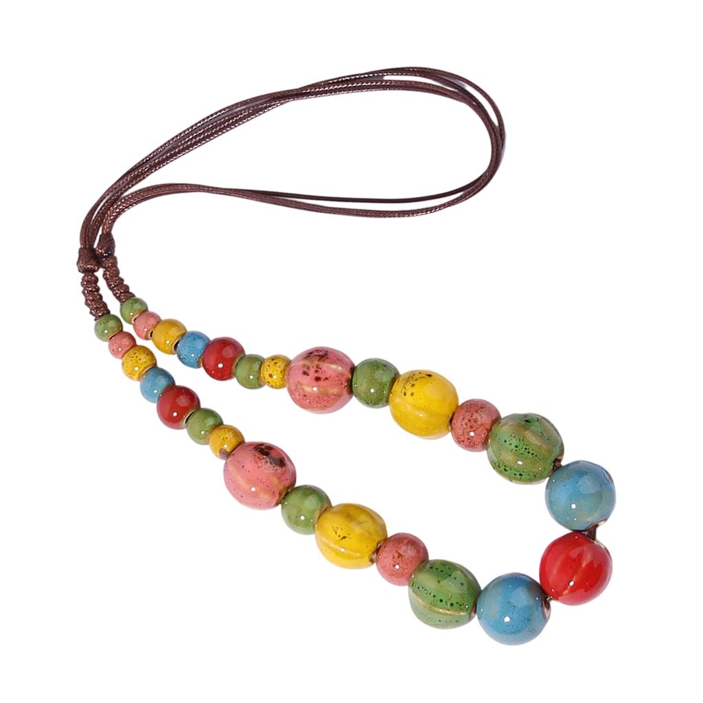 Handmade Ceramic Bead Necklace Vibrant Colors Artisan Crafted Lightweight Jewelry for Women Unique Fashion Accessory
