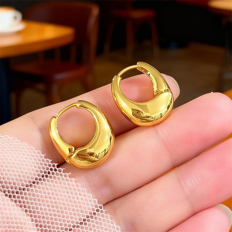 

2026 New Trend Wide Dangle Earrings for Women Gold Color Buckle Chic Fashion Women s Small Earrings Cool Stuff Ear Zircon