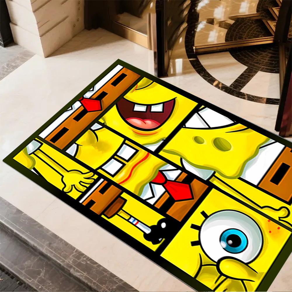 Yellow Spongebob Happiness Area Rug Design for Foyer Dining Room Study room Hallway Anti-slip Rug Decorate Offices