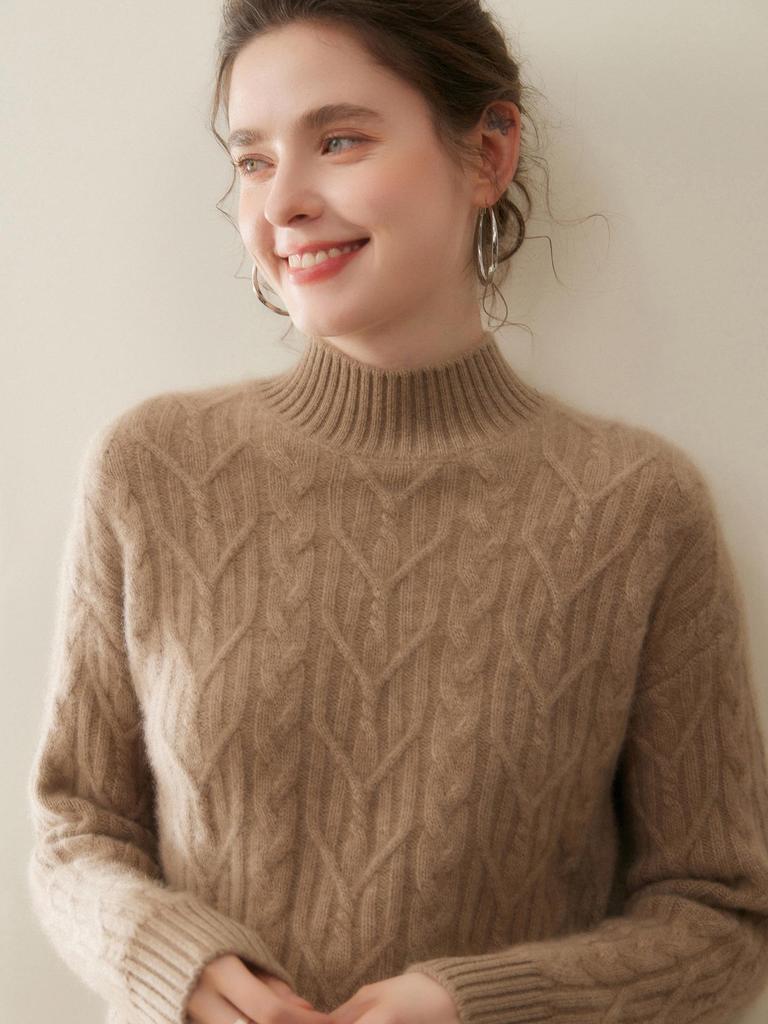 2025 Autumn/Winter Women's Heavyweight French Retro Goat Wool Floral Knit Sweater