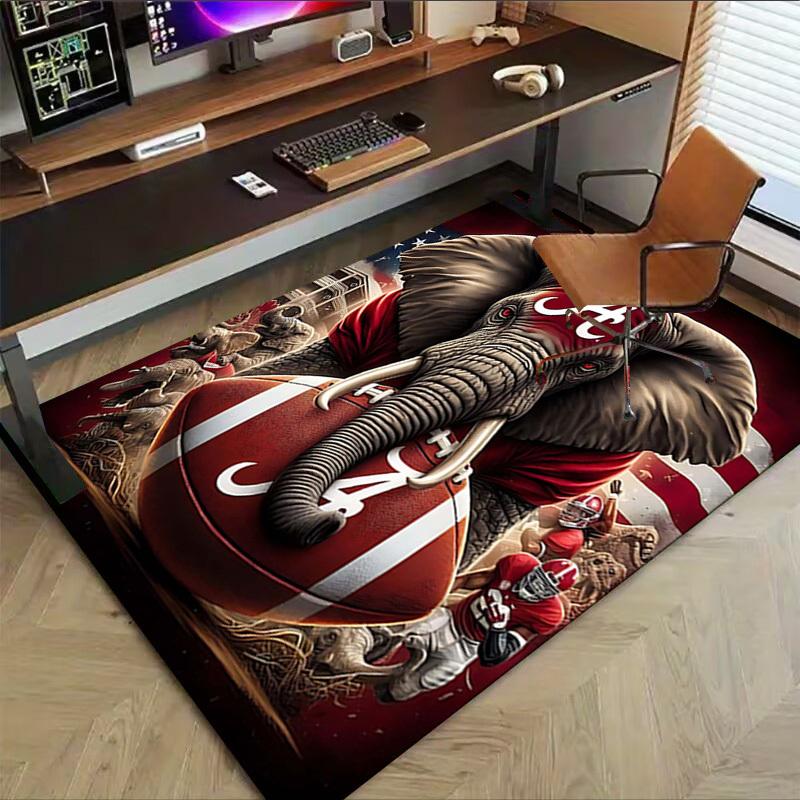1PC Alabama Crimson Tide Non-Slip Floor Carpet Compatible for Office&Living Room&Bedroom&Dining room - Flat- Soft & Pattern, Vibrant Colors-W235