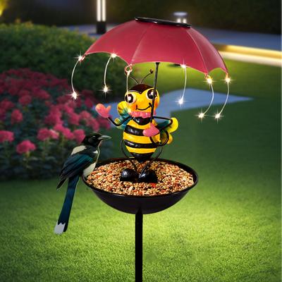 Outdoor Iron Waterproof Statue Light Simulation Animal Solar Light with Bee and Flamingo Frog and Hummingbird Feeder Function,for Garden Decoration
