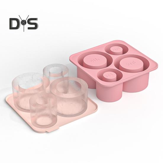 Silicone Ice Cube Tray for 20-40 Oz Tumbler Hollow Cylinder Design Ice Mold with Lid BPA-Free Reusable Ice Cube Maker for Cup H2.0