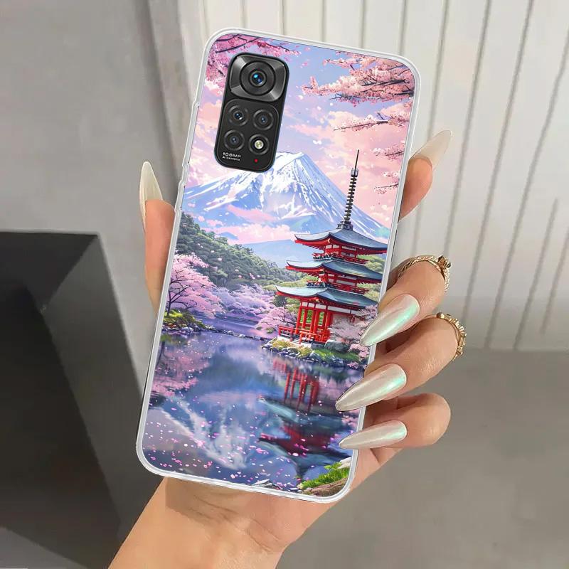 Japanese Cherry Mount Fuji Phone Case for Xiaomi Redmi Note 15 14 14S 13 12S 12 Pro 11S 11 Plus 11T 11E 10S Soft Funda Print She