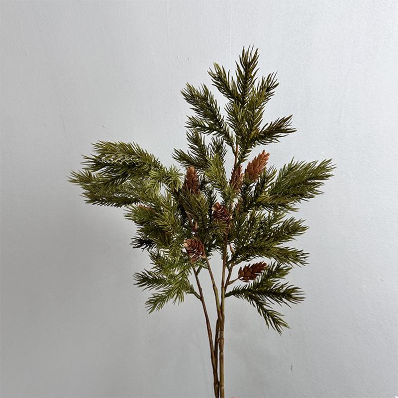 Artificial Norfolk Pine Branch Christmas Ornament with Soft Glue Hand-Rolled Pine Needles In Green