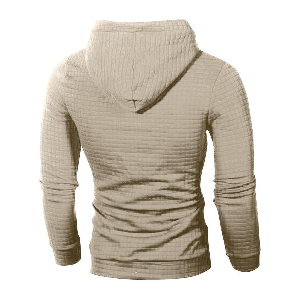 Men's Casual Solid-color Checkered Hoodie, Long-sleeved Hoodie, Sweatshirt And Jacket