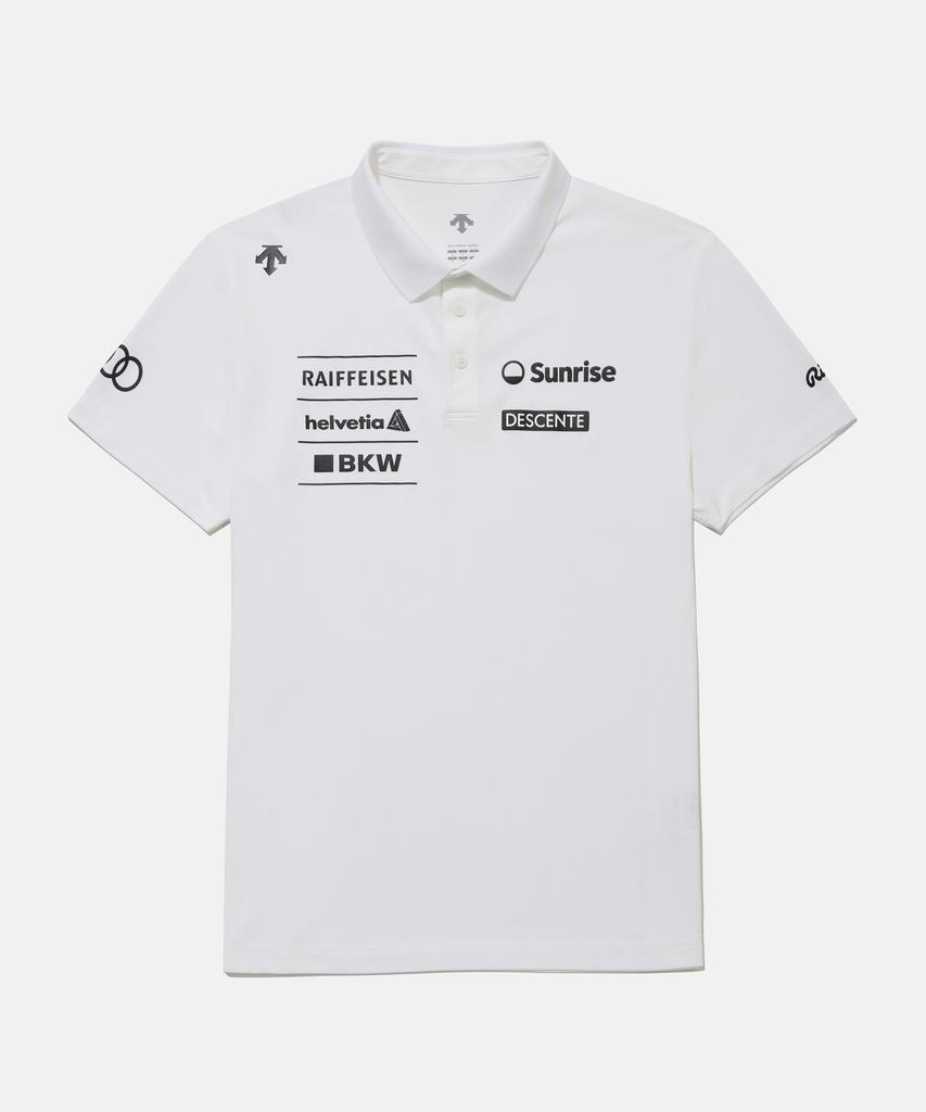 DESCENTE Men'S Swiss Ski Team Graphic Polo Short Sleeve T-Shirt White Sr321Sps81 (B Type)