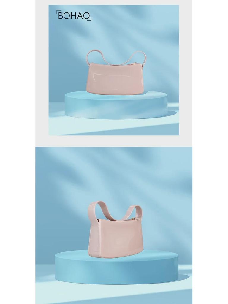 Bohao PVC Barbie Jelly Bag: Fashionable & Versatile Soft Handle Handbag, Dirt-Resistant, Easy to Clean, Summer Women's Shoulder Bag.