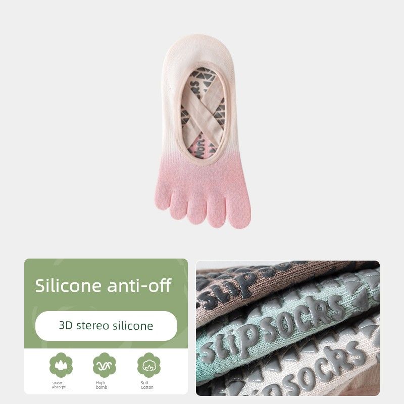 

Летние профессиональные носки для йоги Нескользящие профессиональные носки для пилатеса с пятью пальцами Носки для пальцев ног для фитнеса в помещении Спортивные носки Pink White