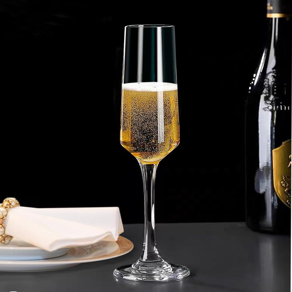 Champagne Glasses Set of 8, 8oz Clear Flutes for Wedding, Party, Prosecco & Mimosas