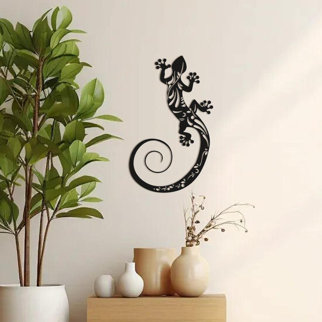 Metal Gecko Decorations Lizard Wall Sculpture Outdoor Gecko Decoration Metal Wall Decor, Bedroom Living Room Decor