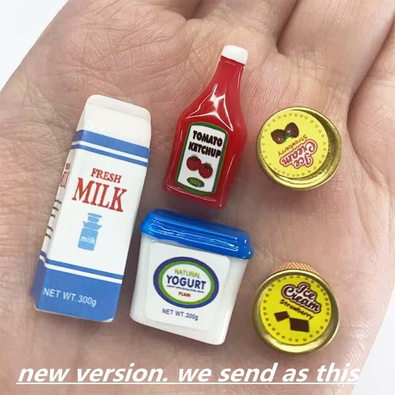 5Pcs/Set 1:12 Dollhouse Accessories Miniature Items Tomato Sauce Yogurt Model Food Doll Accessories For Dolls House Decoration Toys
