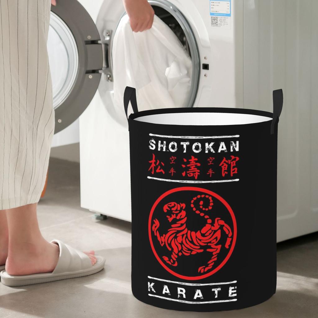 Shotokan Karate White Text Folding Laundry Baskets Dirty Clothes Toys Storage Basket Large Waterproof Hamper