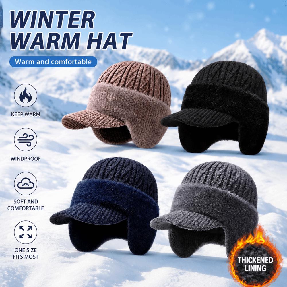 Thicken Thick Knitted Hat Knitted Outdoor Beanie Hat Ski Sports Hat Middle-aged And Elderly People