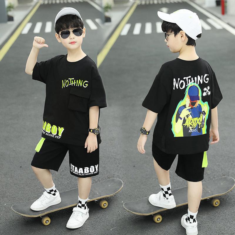 Boys Clothes Sets Summer Short Sleeve Sweatshirt + Pants 2PCS Kids Clothing Children Outfits Teenage 4 6 8 10 12 Years