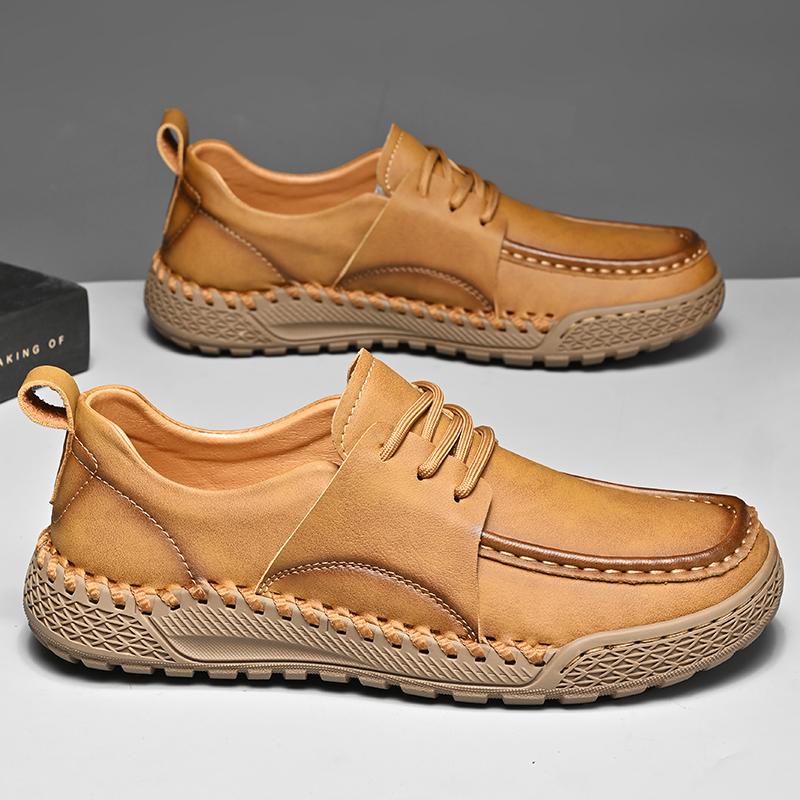 Fashion Leather Shoes Man Casual Loafers Luxury Design Slip on Male Dress Shoes Leisure Style Big Size Outdoor Wear-resistant Sole