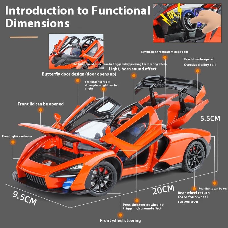 1/24 Scale Mclaren Senna Super Racing Car Alloy Diecast Model Car Adult Collectibles Sound & Light Hobby Holiday Gifts with Boyfriend
