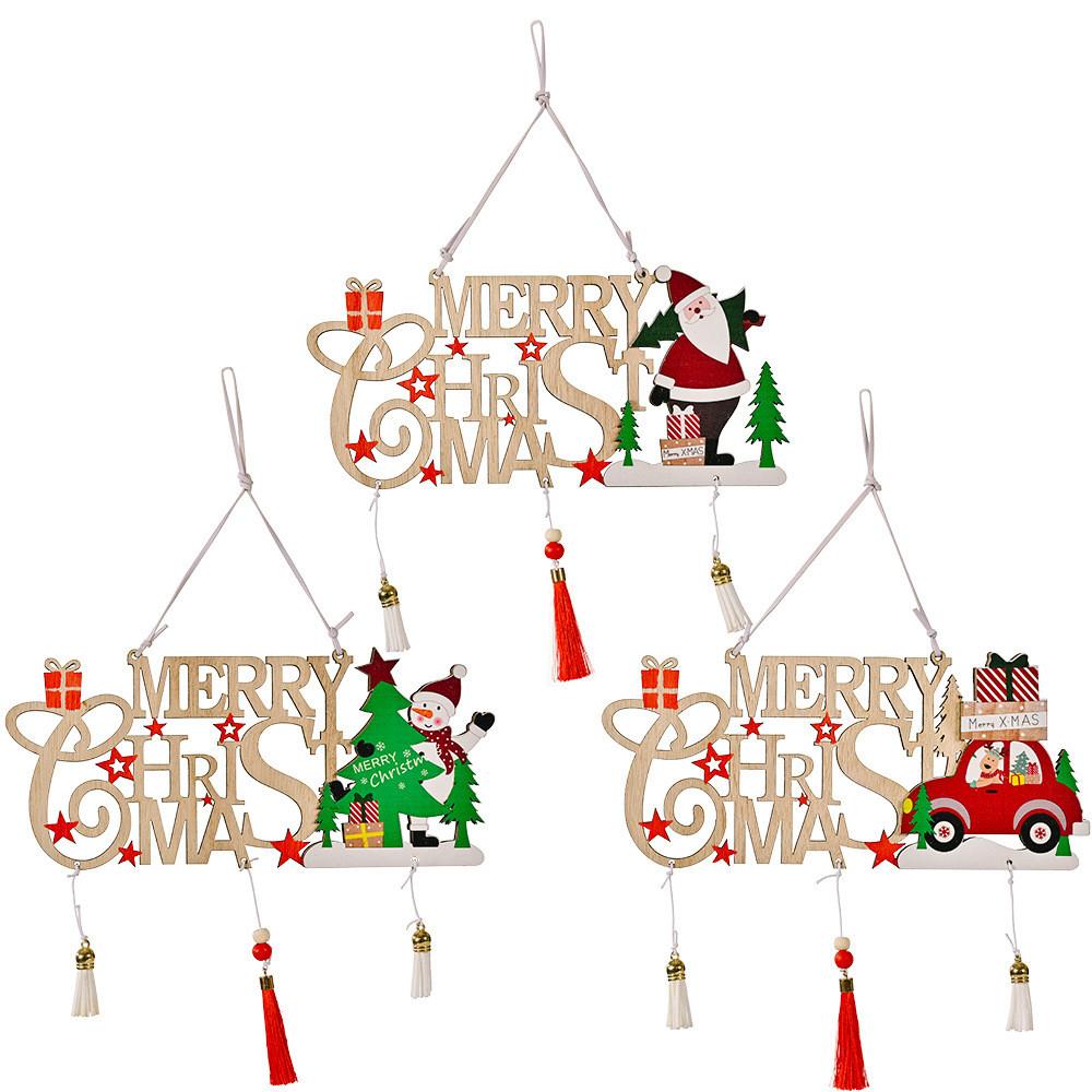 Stunning Wood Christmas Tree Hanging Ornament Merry Christmas With Elegant Design