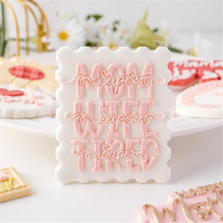 Biscuit Moulds Easy to Use Biscuit Stamps Mothers' Day Theme Plastic Material