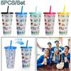 Soccer Cup Temperature-sensitive Cold Color-changing Straw Cup Single Layer Color-changing Cup Summer Drinkware 5PCS 710ml