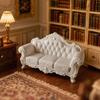 Miniature Vintage Sofa for Dollhouse, Mini Retro Couch Figurine, Tiny Lounge Chair Model, 1/12 Scale Dollhouse Furniture Decor Accessories