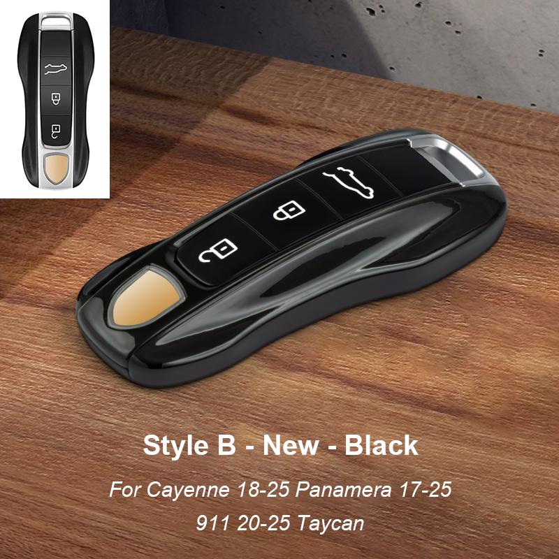 Solid Color ABS For Porsche Panamera Macan 718 Taycan 911 Cayman Boxster 971 Remote Smart Car Key Case Cover Car Accessories