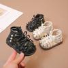 Baby Kids Walking Shoes Sweet Bows for Girls Princess Shoes High Top Side Zipper 2025 Summer New Kids Sandals Soft Sole Non-slip