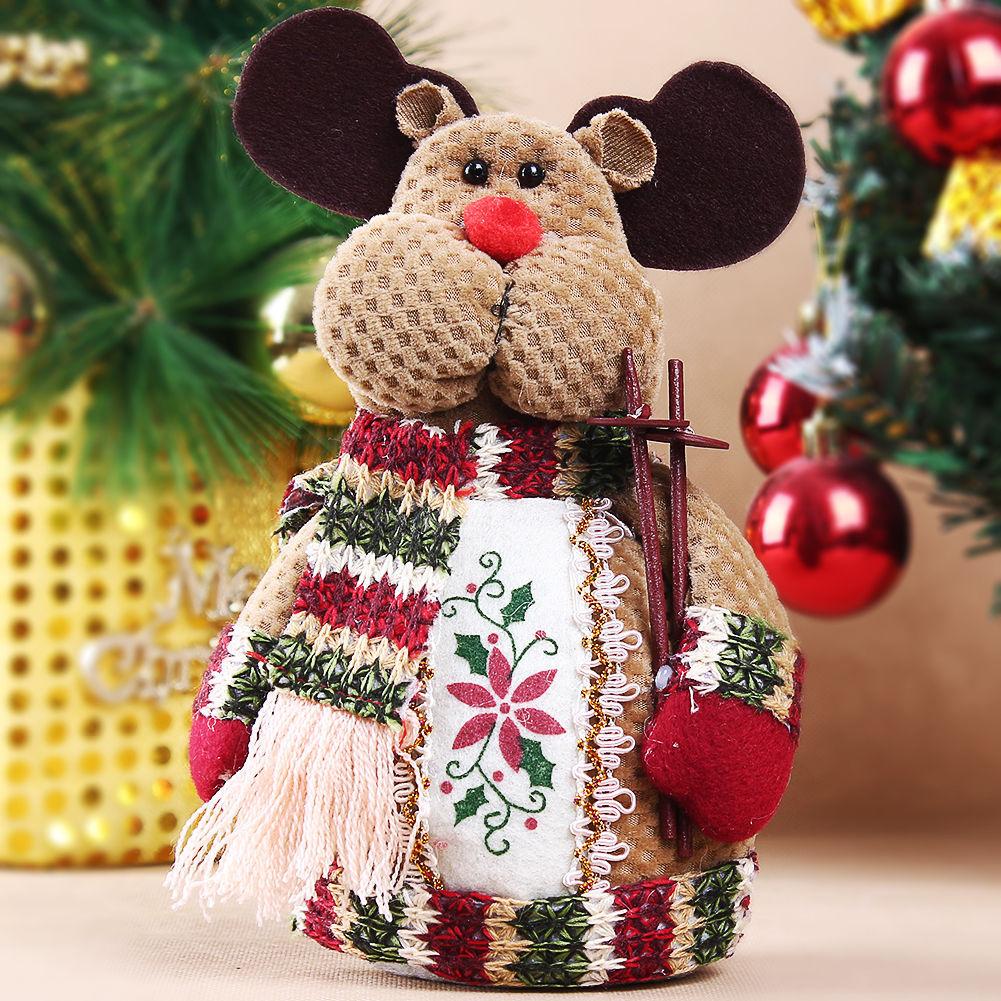 Christmas Santa Snowman Reindeer Desktop Decor With Fabric Material For Holiday Tabletop Display
