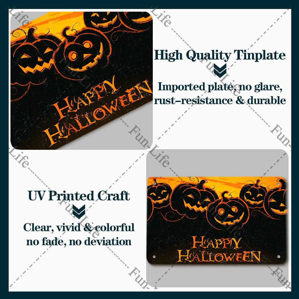 Halloween Shabby Chic Home Bar Festival Vintage Wall Decor Metal Tin Signs Pub Tavern Retro Pumpkin Decorative Plate 20x30cm