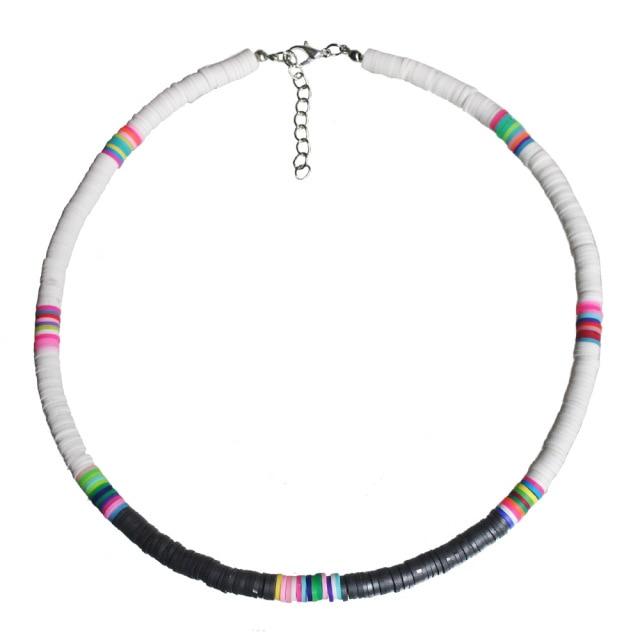 4/6mm Polymer Clay Necklace For Women Soft Pottery Boho Choker Necklaces Colorful Surfer Beads Collar  Bohemian Jewelry