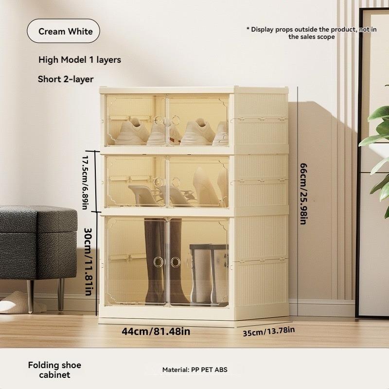 

1Pc Household Foldableing Shoe Cabinet Installation-Free Multi-Layer Shoe Storage Cabinet Plastic Transparent Storage Shoe Box