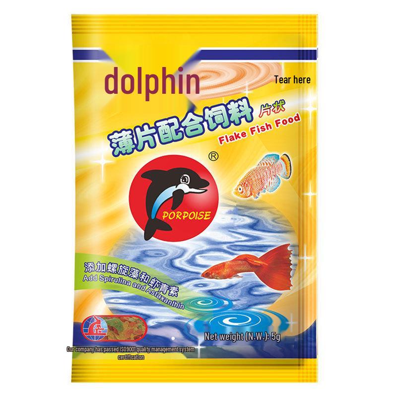 

Хлопья рыбы-дельфина: Идеально подходит для маленьких декоративных рыбок, таких как гуппи и тетры.