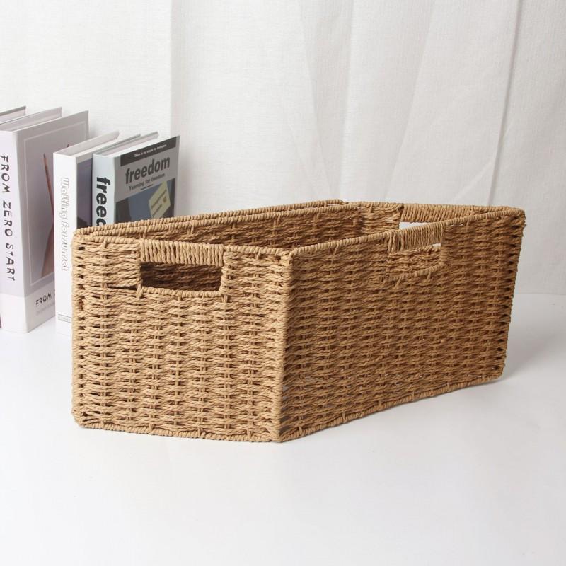 Foldable Wabi-Sabi Style Paper Rope Storage Basket Closet Living Room Bedroom Organizing