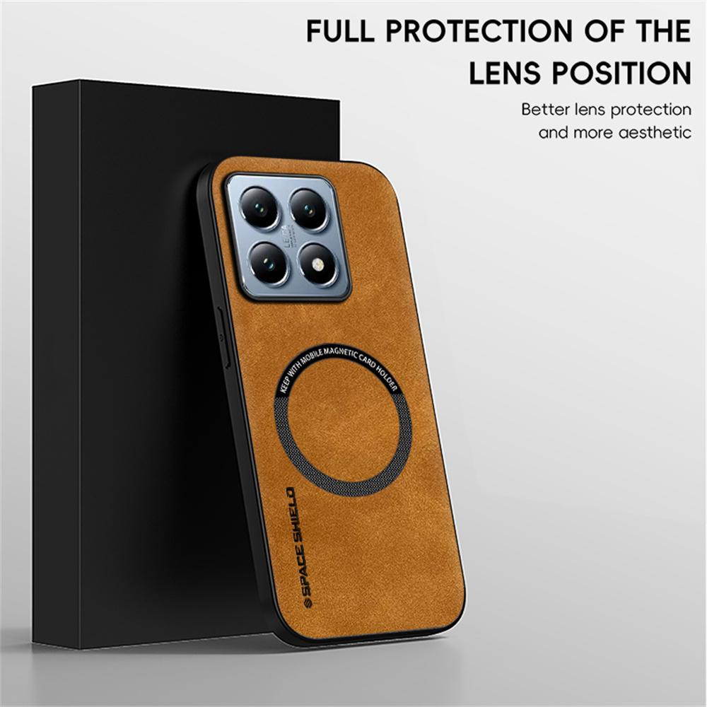 WANLONFENG YBP Series For Xiaomi 14T Pro Magnetic Case with Tempered Glass Film PU+TPU Phone Cover Large Cutout