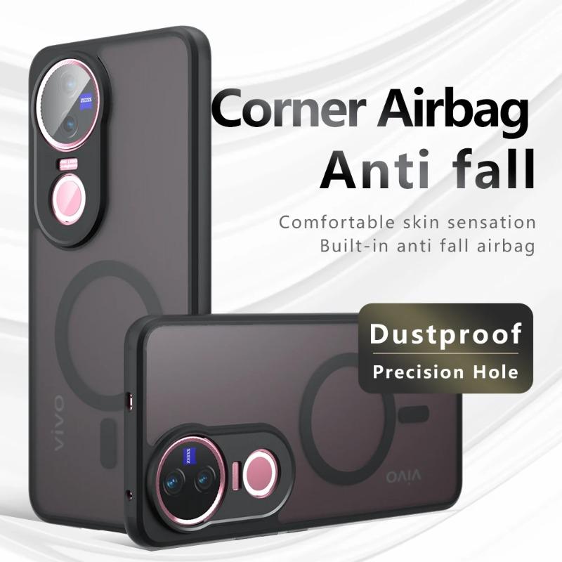 For Magsafe Magnetic Acrylic Case for Vivo V50 Lite V 50E Luxury Armor Frosted Shockproof Hard Bumper Cover for Vivo V50 Lite Y29 4G