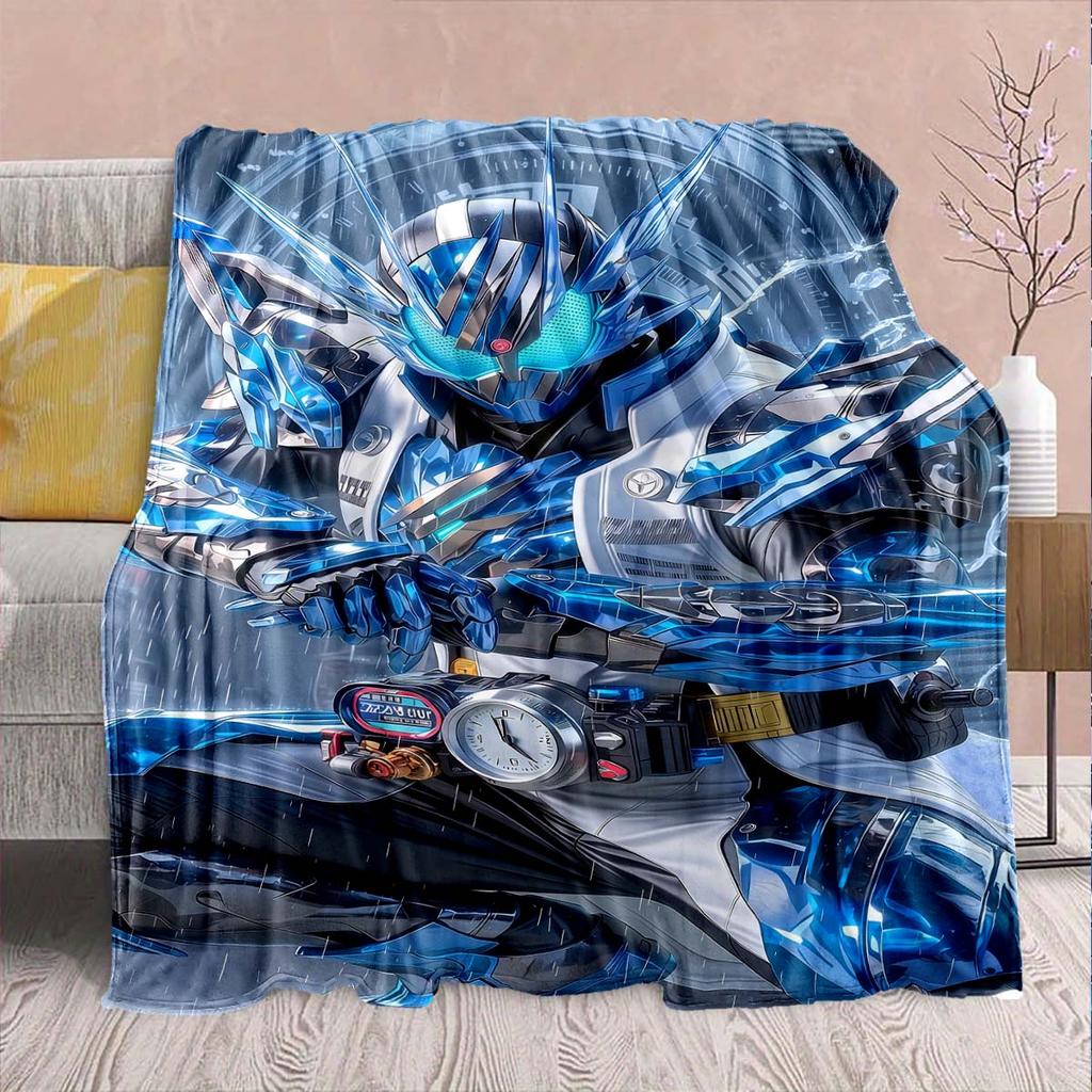 Kamen Rider Anime Flannel Blanket – Soft, Warm, Perfect for Sofas, Bedding, Camping, Travel, Office, and Home Decor – QJY