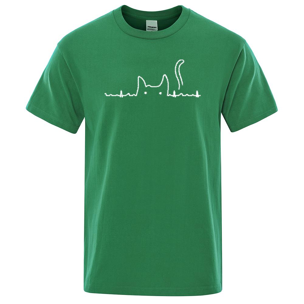 Casual Mens T Shirts Cat Cute Pritned Summer Cotton O-Neck T-shirt for Men Short Sleeve Top Tee Shirt Funny Streetwear T-shirts